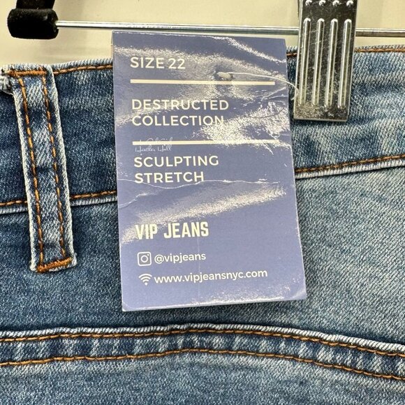 VIP Jeans Women's Destructed Collection Sculpting Stretch Denim Jeans Size 22 - Picture 6 of 9